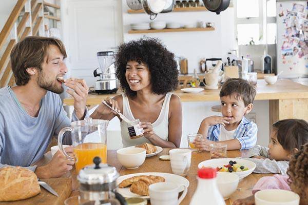 family having breakfast together
