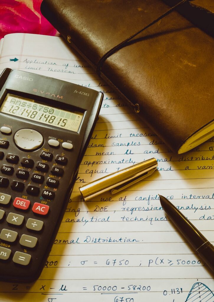 Calculator open on note book